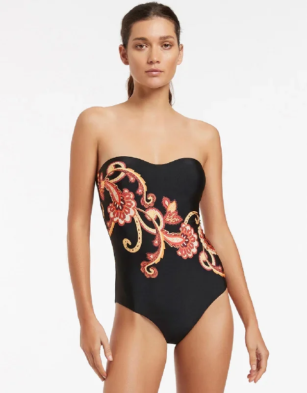 Silk Road Bandeau Swimsuit - Black