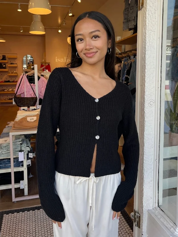 Simon Knit Cardigan in Black