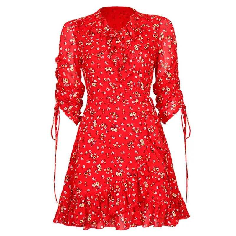 sleeve-drawstring-ruffle-hem-front-tie-short-dress sleeve-drawstring-ruffle-hem-front-tie-short-dress