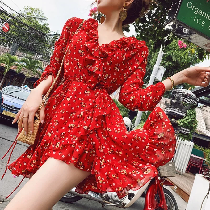 sleeve-drawstring-ruffle-hem-front-tie-short-dress sleeve-drawstring-ruffle-hem-front-tie-short-dress