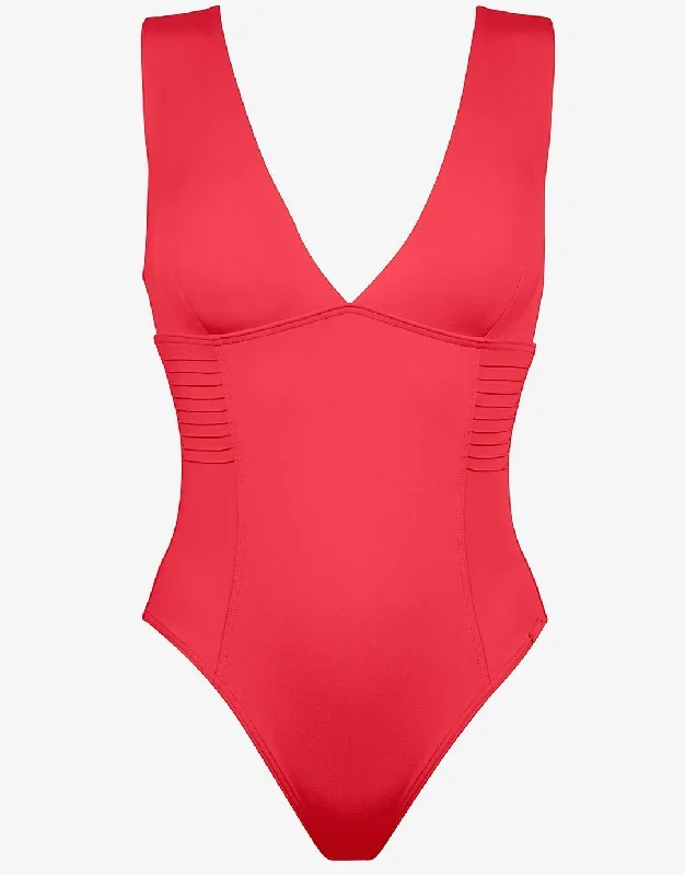 Softline V Neck Swimsuit - Flame