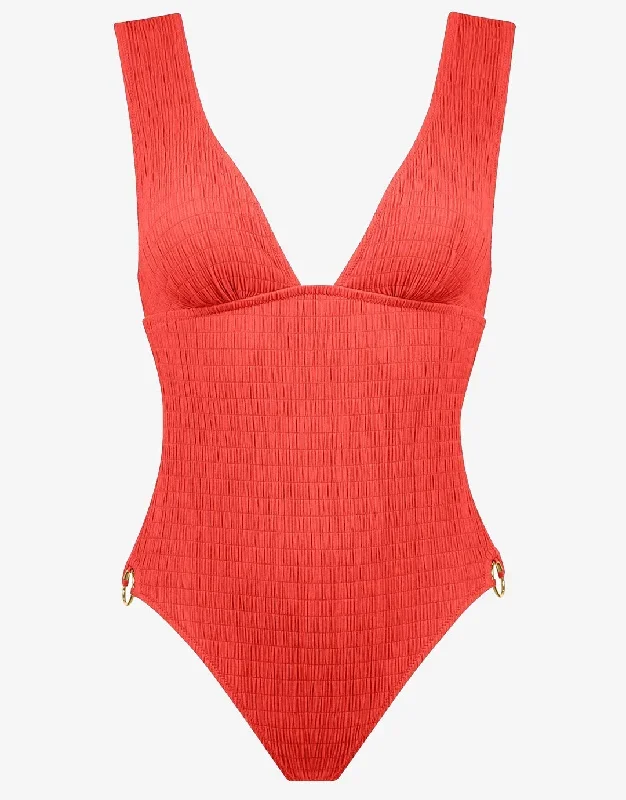 Solid Crush Swimsuit - Fiery Coral