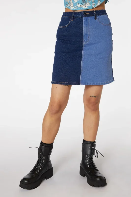 Split Wash Denim Mini Skirt