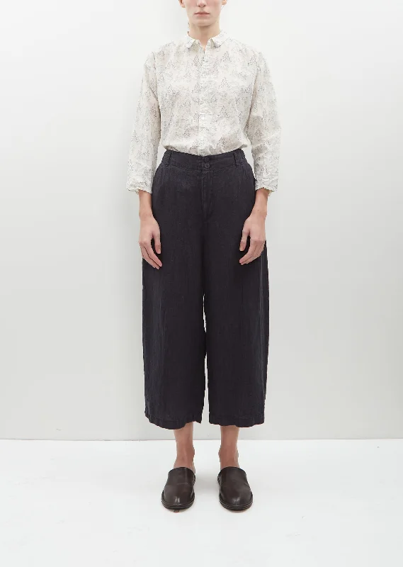 Linen Houndstooth Wide Pants