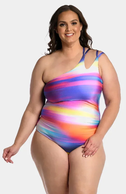 Sunset One Shoulder One Piece Swimsuit