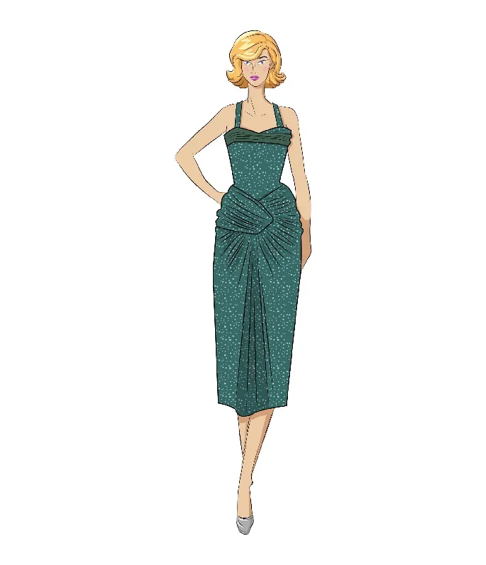 Unique Vintage 1950s Green Shimmer Romper & Sarong Set - Arriving in September