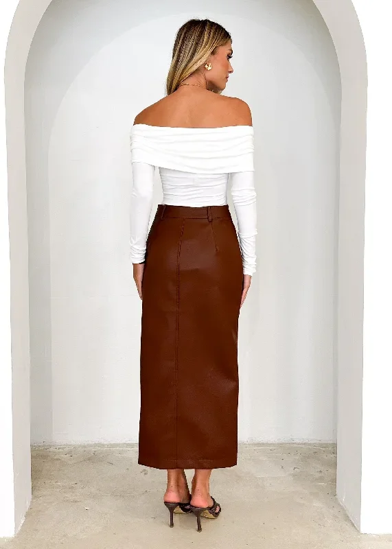 tretra-pu-maxi-skirt-brown