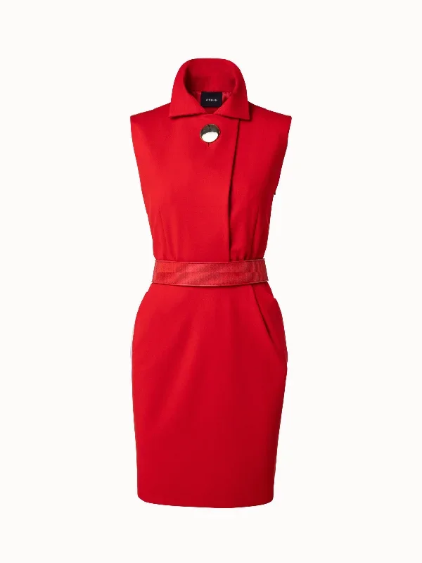 Viscose Wool Jersey Dress with Horsehair Belt