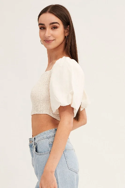 white-linen-blend-half-sleeve-shirred-cropped-top-wc1009-47wb