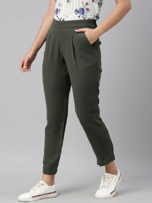 women-olive-green-formal-trousers