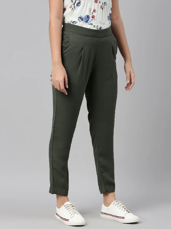 women-olive-green-formal-trousers