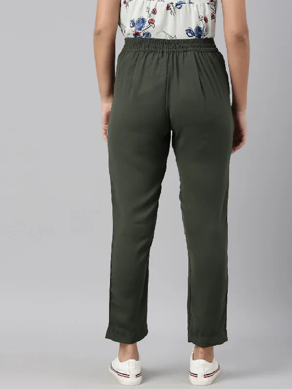 women-olive-green-formal-trousers