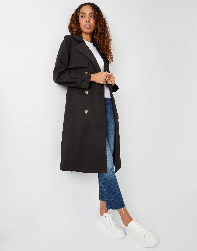 womens-black-double-breasted-raglan-sleeve-ladies-midi-trench-coat-tbld08337