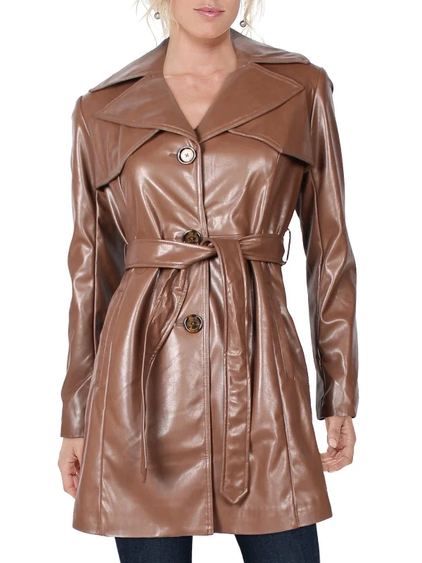 womens-faux-leather-cold-weather-trench-coat