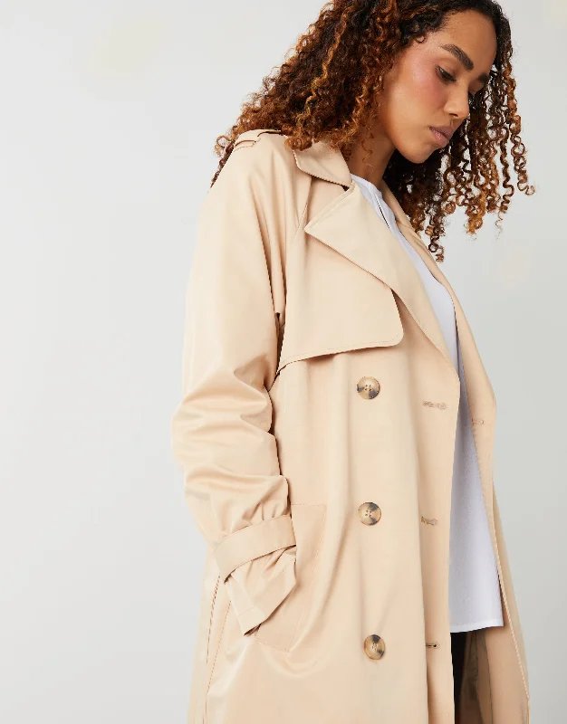 womens-stone-double-breasted-raglan-sleeve-ladies-midi-trench-coat-tbld08337a