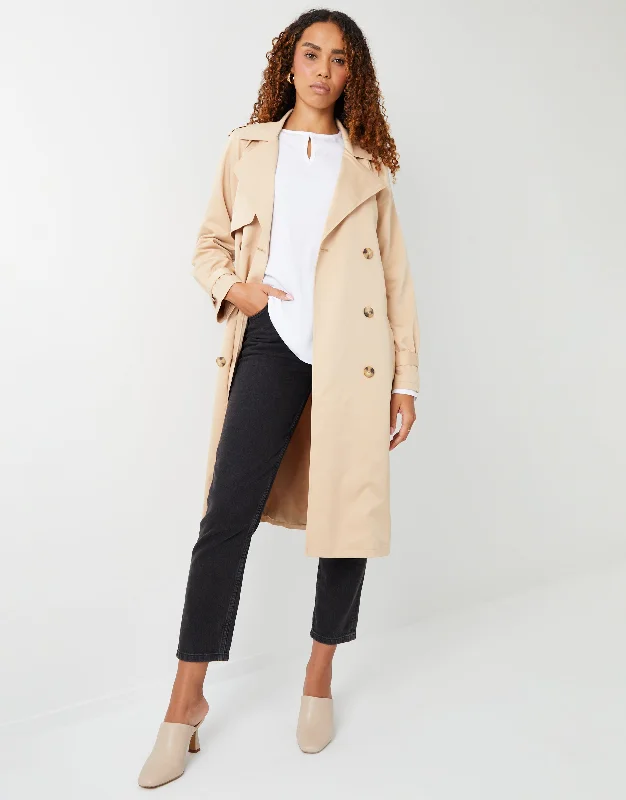 womens-stone-double-breasted-raglan-sleeve-ladies-midi-trench-coat-tbld08337a